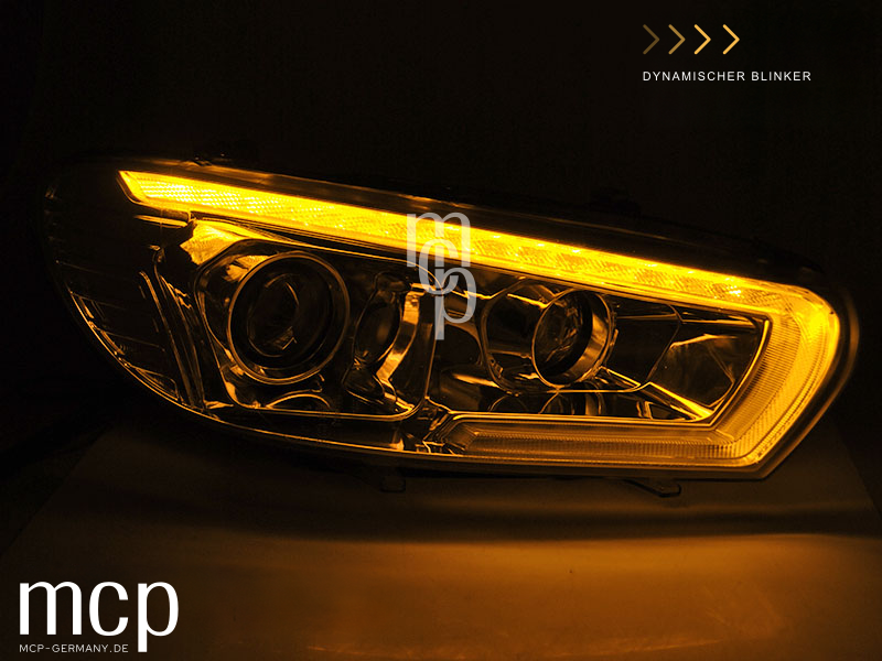 Scheinwerfer Set für VW Scirocco (2008 bis 04/2014) in Chrom mit LED Tagfahrlicht – Dynamischer Blinker