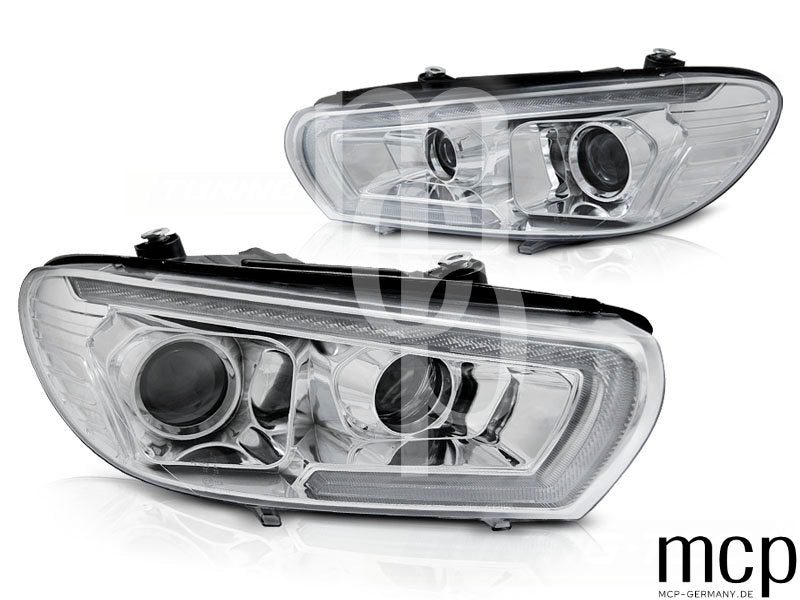 Scheinwerfer Set für VW Scirocco (2008 bis 04/2014) in Chrom mit LED Tagfahrlicht