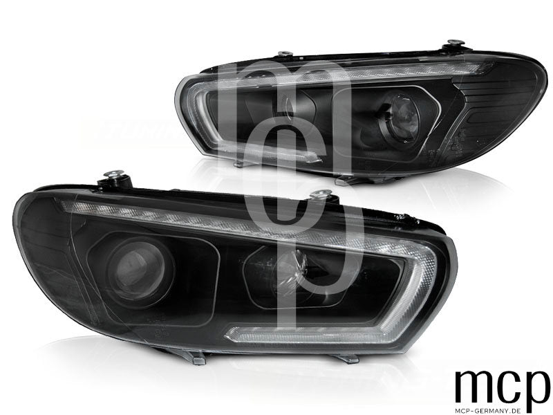 Scheinwerfer Set für VW Scirocco (2008 bis 04/2014) in Schwarz mit LED Tagfahrlicht