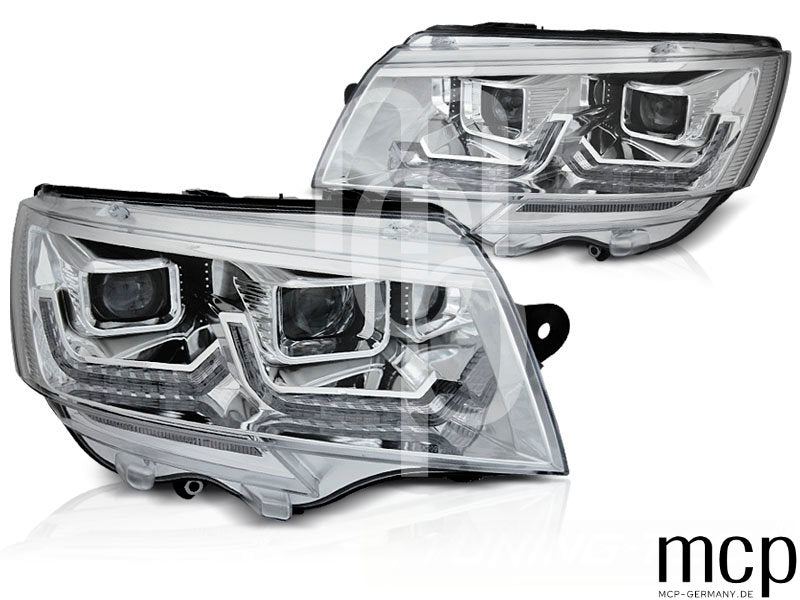Scheinwerfer Set für VW T6.1 (ab 2020) in Chrom mit LED Tagfahrlicht