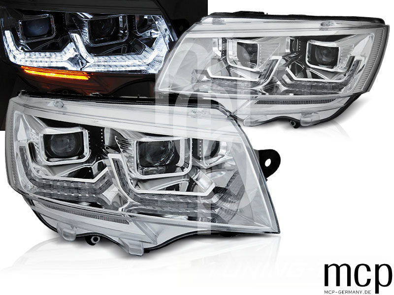 Scheinwerfer Set für VW T6.1 (ab 2020) in Chrom mit LED Tagfahrlicht