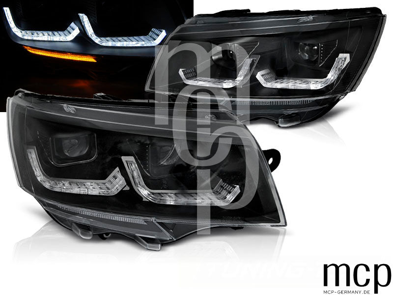 Scheinwerfer Set für VW T6.1 (ab 2020) in Schwarz mit LED Tagfahrlicht