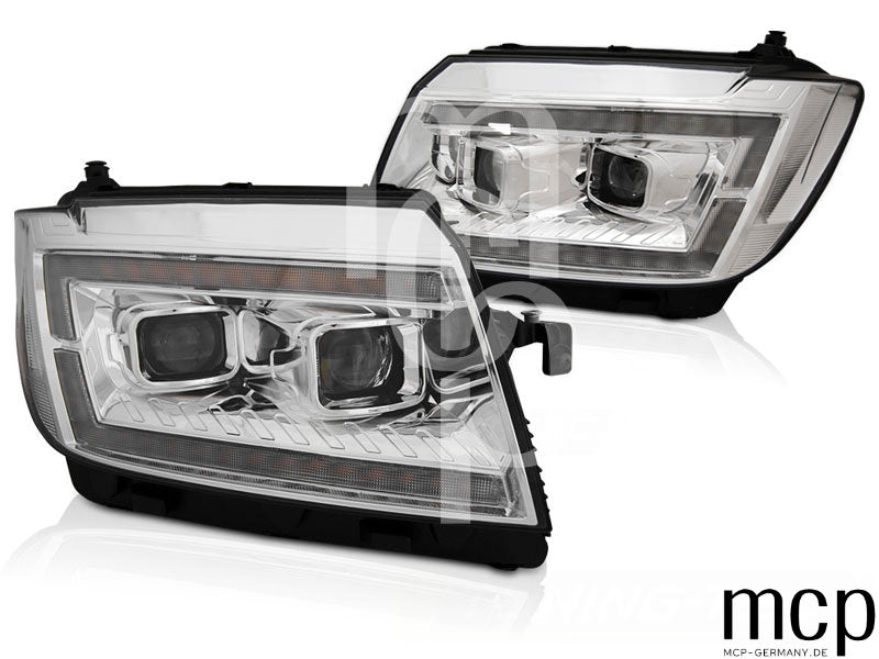 Voll LED Scheinwerfer Set für VW Crafter II (ab 2017) in Chrom mit LED Tagfahrlicht