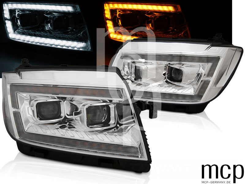 Voll LED Scheinwerfer Set für VW Crafter II (ab 2017) in Chrom mit LED Tagfahrlicht