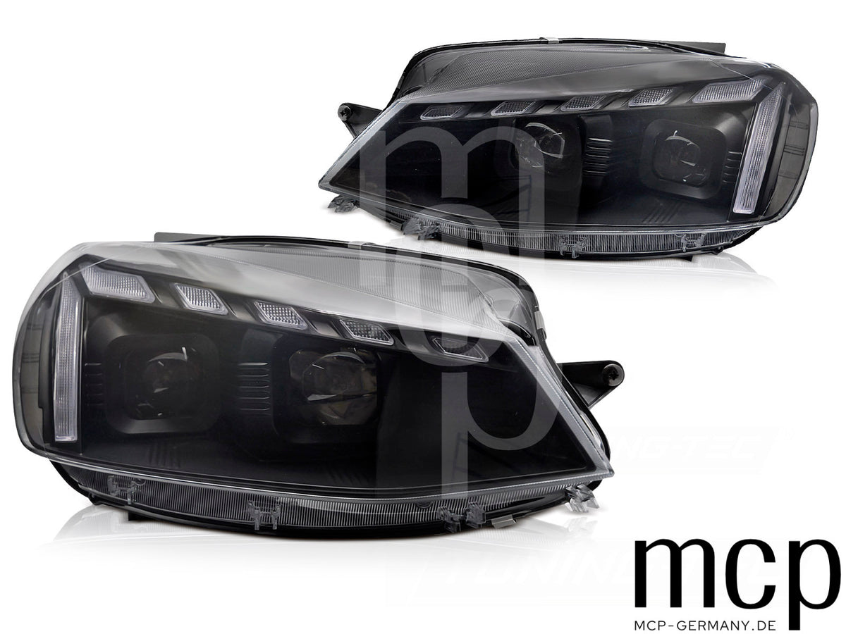 Voll LED Scheinwerfer Set für VW Golf 7 (2017 bis 2019) in Schwarz mit LED Tagfahrlicht