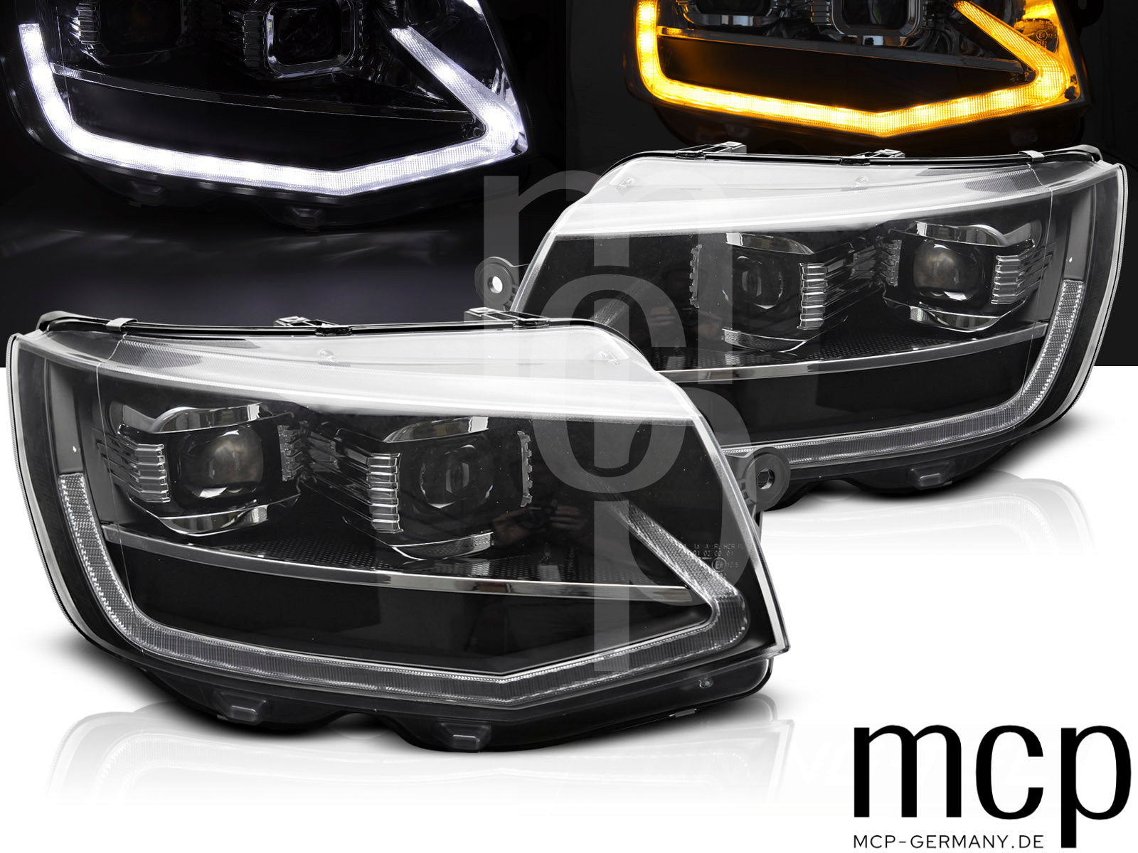 Voll LED Scheinwerfer Set für VW T6 Multivan Caravelle Transporter (2015-2019) in schwarz mit Dynamischem Blinker