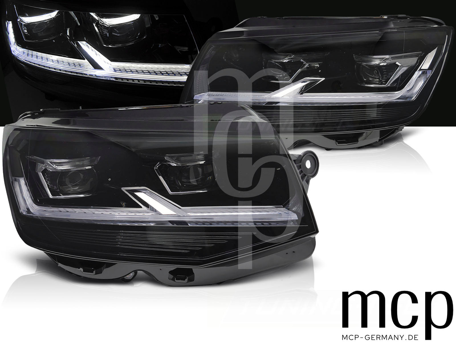Voll LED Scheinwerfer Set für VW T6 Multivan Caravelle Transporter (2015-2019) in schwarz mit dynamischem Blinker