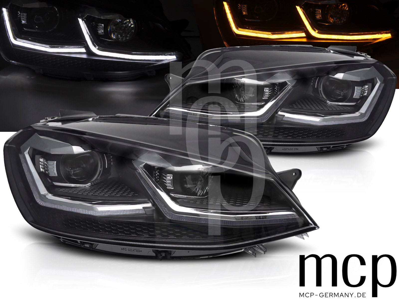LED Tagfahrlicht Scheinwerfer Set für Volkswagen Golf 7 Facelift (2017 bis 2019) in Klarglas mit Dynamischem Blinker