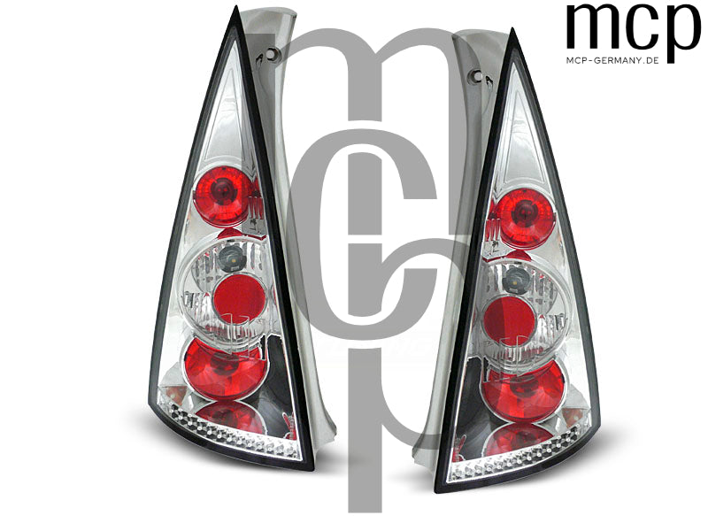 Rückleuchten Set für Citroën C3 Schrägheck (03/2002 bis 08/2005) in Chrom
