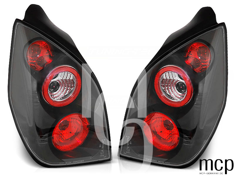 Rückleuchten Set für Citroën C2 Schrägheck (11/2003 bis 2010) in Schwarz