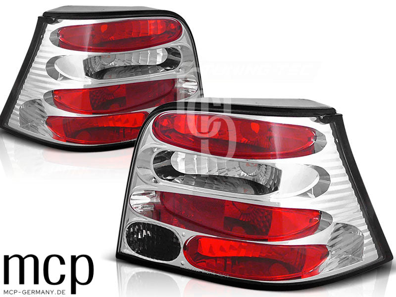 Rückleuchten Set für VW Golf 4 Schrägheck (09/1997 bis 09/2003) in Chrom