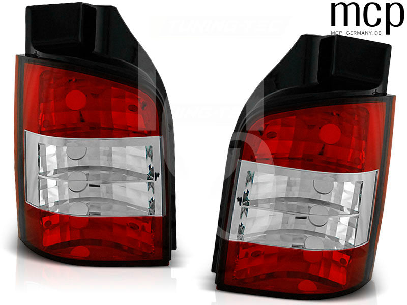 Rückleuchten Set für VW T5 Heckklappe (04/2003 bis 2009) in Rot/Klar