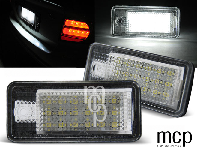 LED Kennzeichenbeleuchtung Set für Audi A3/A4/A6/Q7 – Leuchtansicht