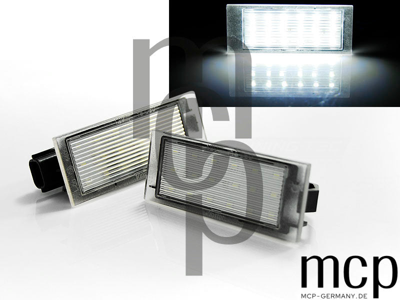 LED Kennzeichenbeleuchtung Set für Renault Twingo 2 / Clio 3 und 4 / Megane 2 und 3 / Laguna 2 und 3