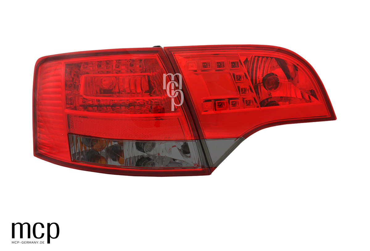 LED Rückleuchten Audi A4 B7 Avant Rot/Smoke – Vorderansicht