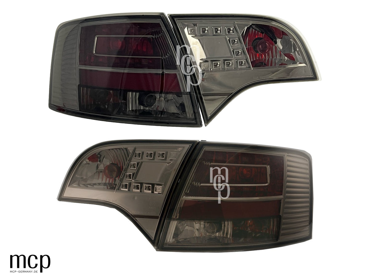 MCP 023057 – Audi A4 B7 Avant LED Rückleuchten Smoke – vollständiges 4-teiliges Set, beide tatsächlichen Seiten
