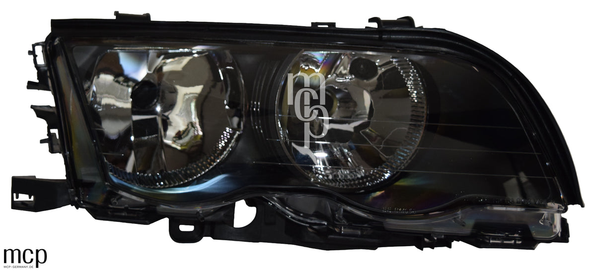 MCP 031133 – BMW 3er E46 Halogen-Scheinwerfer Schwarz – Rechts Frontansicht