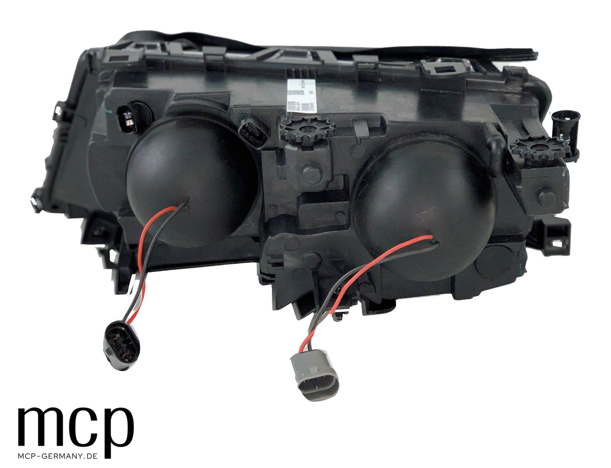 MCP 031164 – BMW 3er E46 Scheinwerfer Set Schwarz – rechte Leuchte, Rückansicht mit Anschlüssen