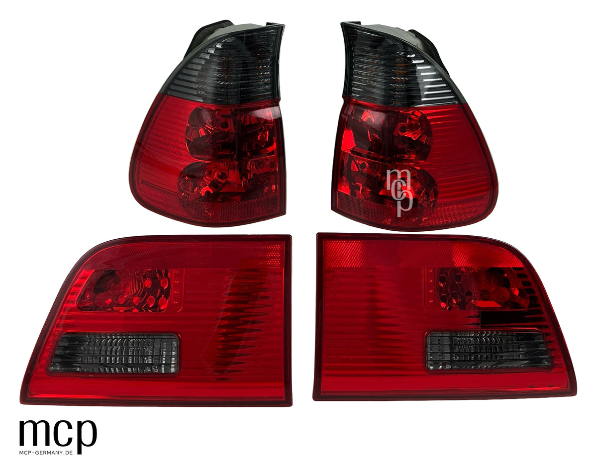 MCP 033184 – Rückleuchten BMW X5 E53 Rot/Smoke – Vierteiliges Rückleuchten Set, Vorderansicht