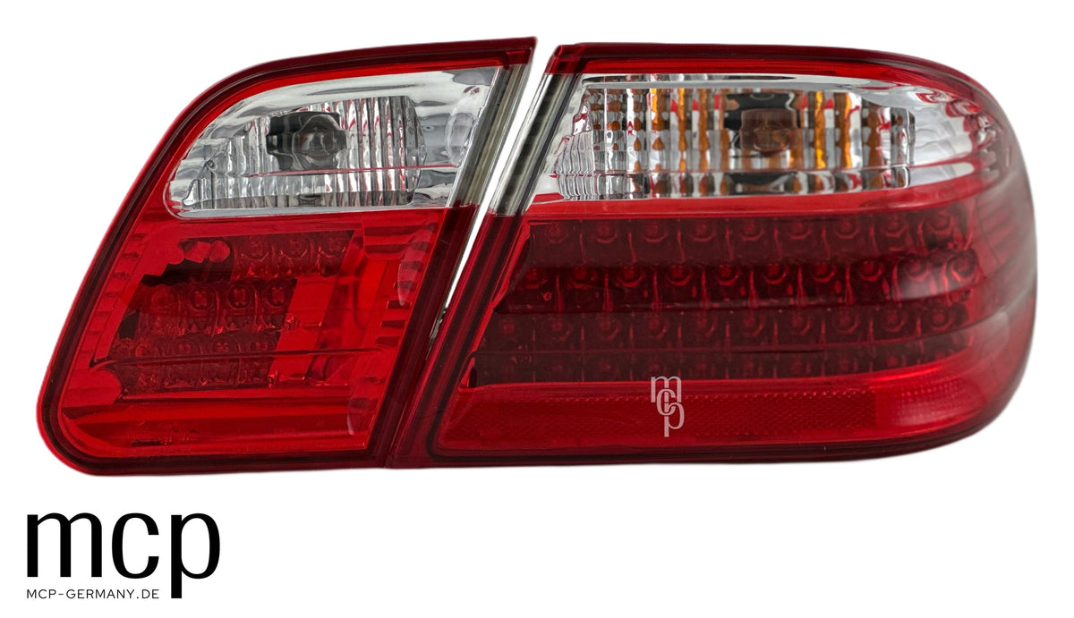 MCP 253035 – Mercedes-Benz W210 LED Rückleuchten Rot/Klar – Frontansicht Aussen und Innenteil