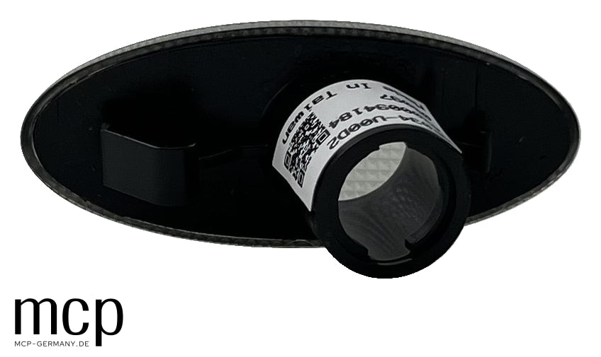 MCP 292001 – Opel Vectra B Seitenblinker Smoke – Rückansicht mit Fassung, Etikett und Halterung