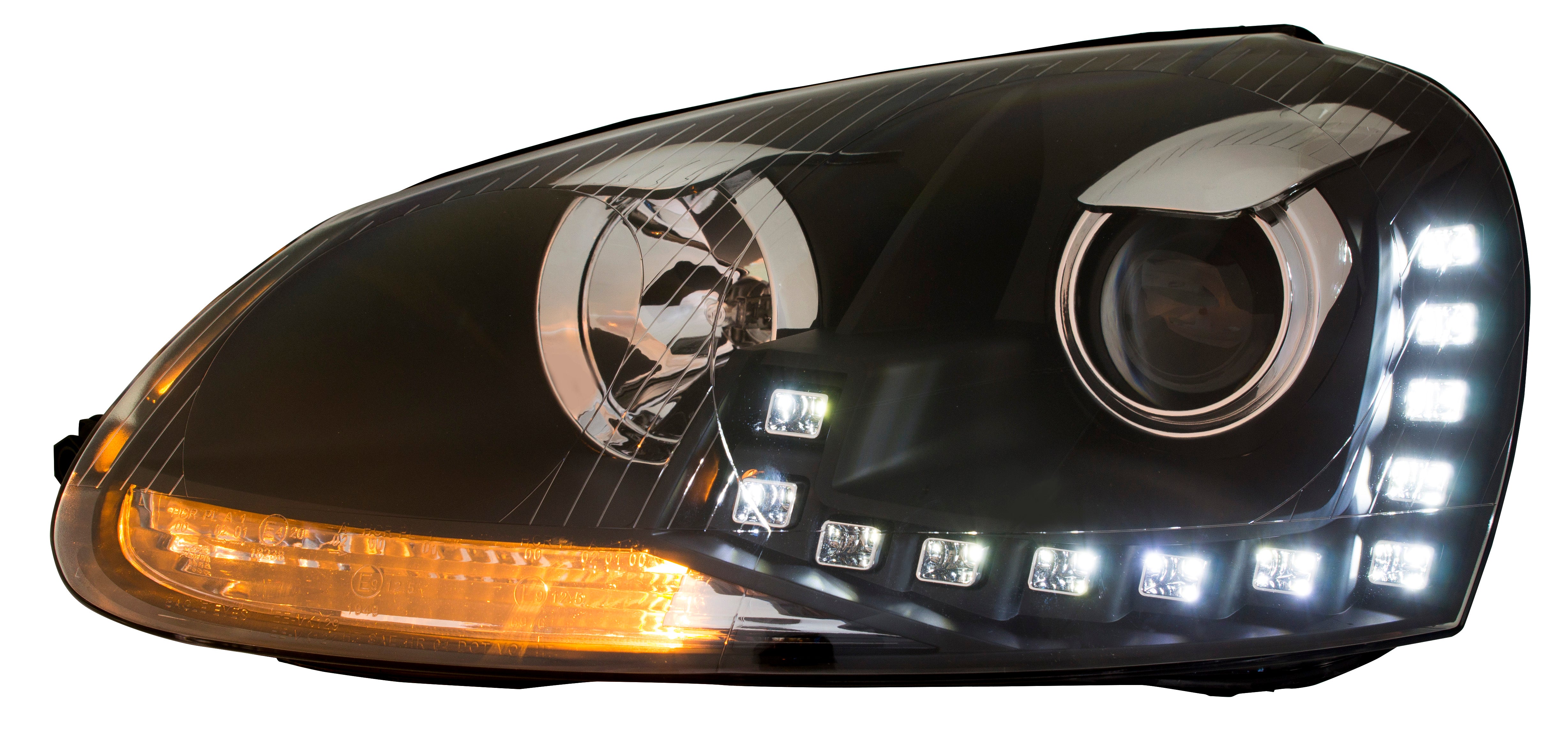 Scheinwerfer Set für VW Golf 5 (V) (03-08) in schwarz mit LED Tagfahrlicht DRL