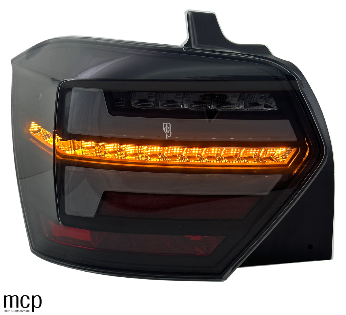MCP 443194 – VW Polo AW LED Rückleuchten Smoke – Linke Leuchte mit gelbem Blinker