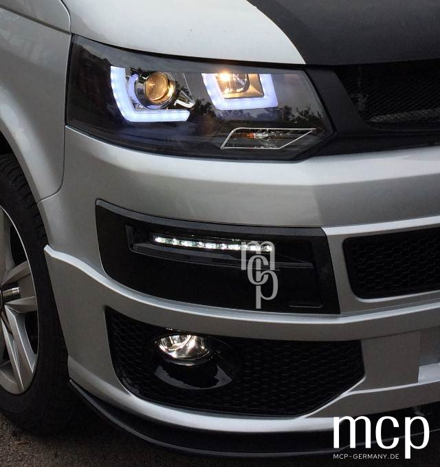 Leuchtenrahmen Set mit LED Tagfahrlicht für VW T5 (2010 bis 2015) – weitere Ansicht
