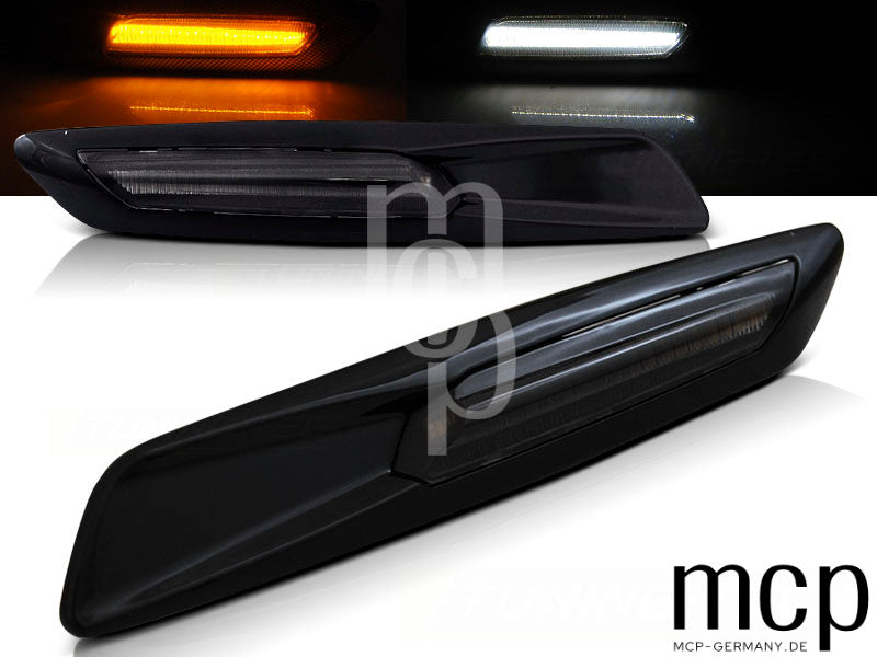 LED Seitenblinker Set für BMW E60/ E90/ E92/ E82 in Schwarz glänzend/Smoke
