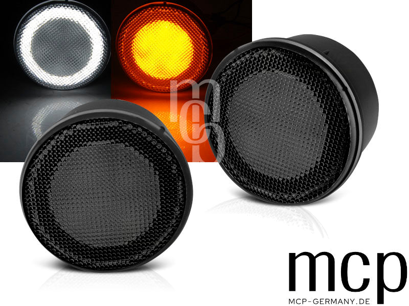 LED Frontblinker Set mit Standlicht für Chrysler Jeep Wrangler JK (2007 bis 2018) in Smoke