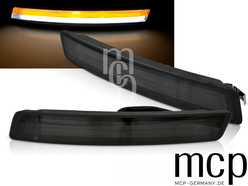 Dynamisches LED Frontblinker Set mit LED Tagfahrlicht für VW NEW Beetle (2006 bis 2010) in Smoke