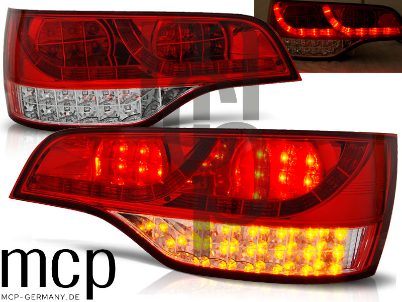 Voll LED Rückleuchten Set für Audi Q7 4L (09/05-03/09) in Rot/Chrom – Ansicht 1