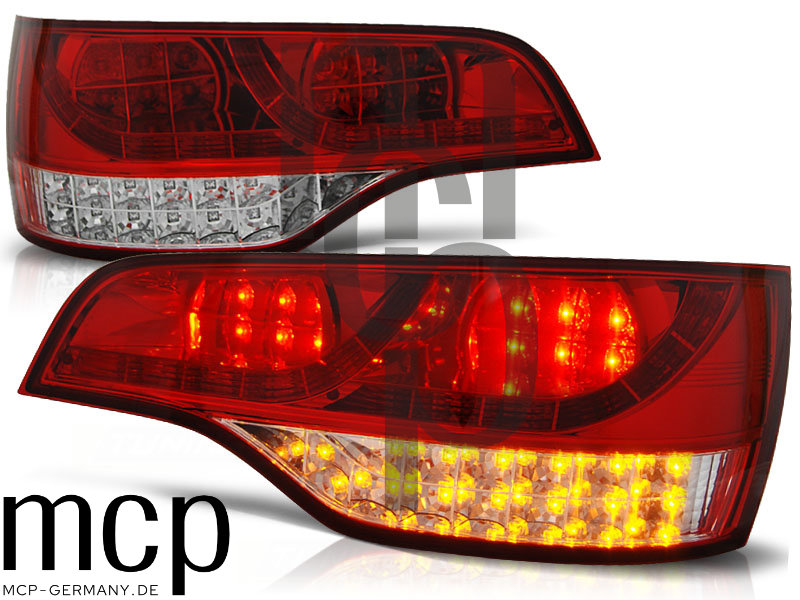 Voll LED Rückleuchten Set für Audi Q7 4L (09/05-03/09) in Rot/Chrom