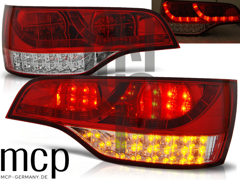 Voll LED Rückleuchten Set für Audi Q7 4L (09/05-03/09) in Rot/Chrom