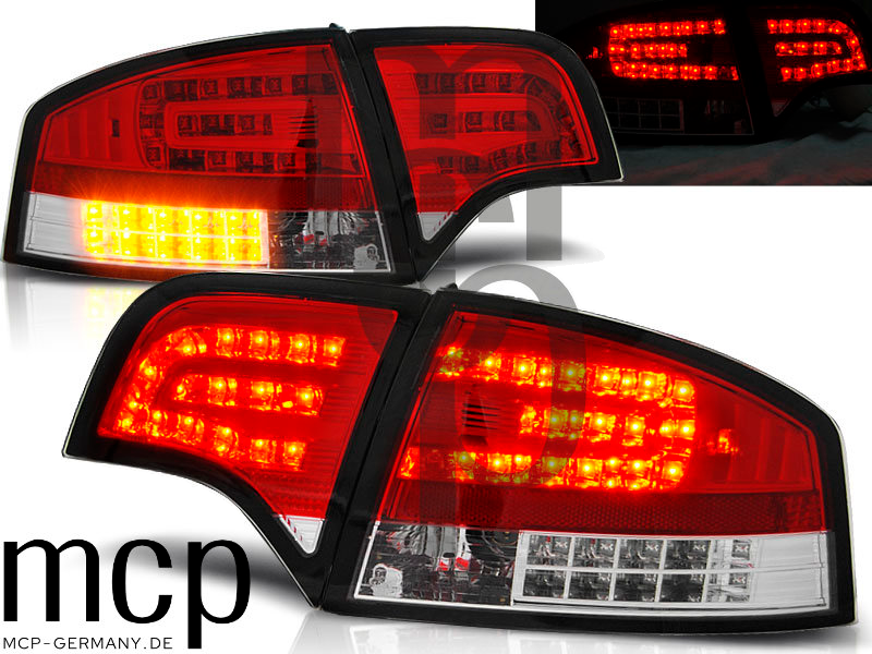 LED Rückleuchten Set für Audi A4 B7 (11/04-03/08) in Rot/Chrom – Ansicht 1
