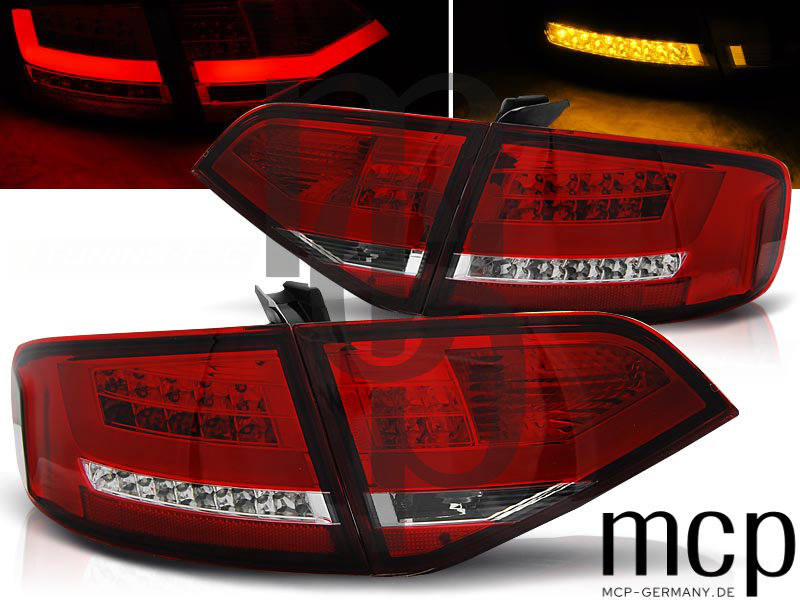 LED Lightbar Rückleuchten Set für Audi A4 B8 (12/07-10/11) in Rot/Chrom