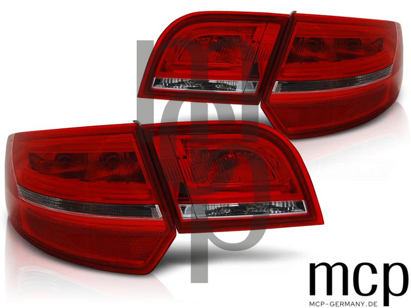 LED Lightbar Rückleuchten Set für Audi A3 8P Sportback (09/04 bis 10/08) in Rot/Klar