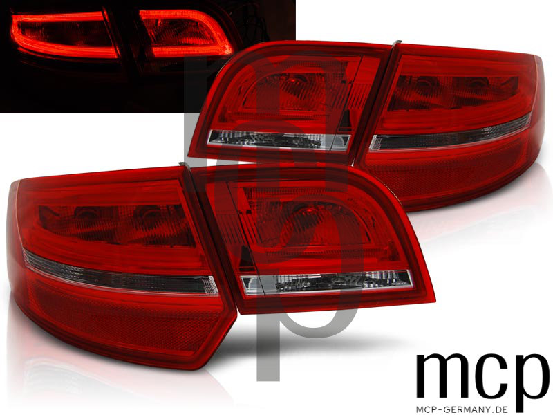 LED Lightbar Rückleuchten Set für Audi A3 8P Sportback (09/04 bis 10/08) in Rot/Klar