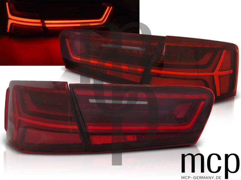 Voll LED Lightbar Rückleuchten Set für Audi A6 C7 (4G) Limousine (04/11 bis 10/14) in Rot/Klar mit Dynamischem Blinker