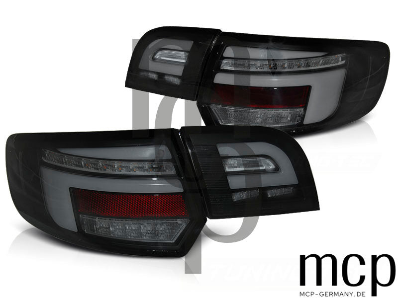 Voll LED Lightbar Rückleuchten Set für Audi A3 8P Sportback (09/04 bis 10/08) in Schwarz mit Dynamischem Blinker