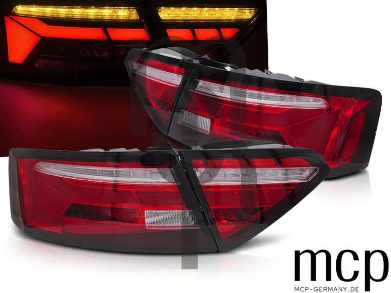 Voll LED Lightbar Rückleuchten Set für Audi A5 Facelift (12/11 bis 06/16) in Rot/Klar mit Dynamischem Blinker