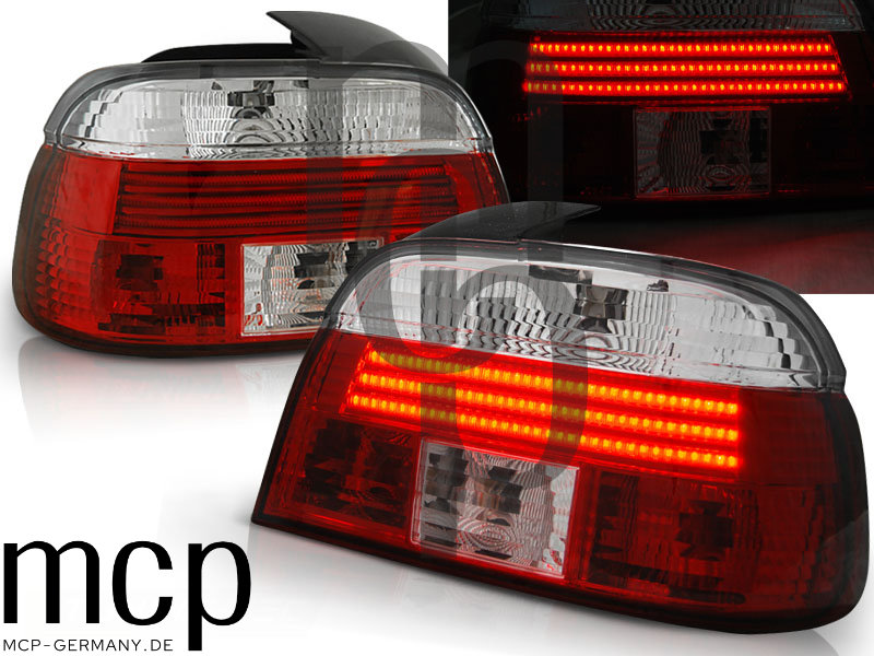 LED Rückleuchten Set für BMW 5er E39 Limousine (09/95 bis 08/00) in Rot/Klar mit LED-Leiste