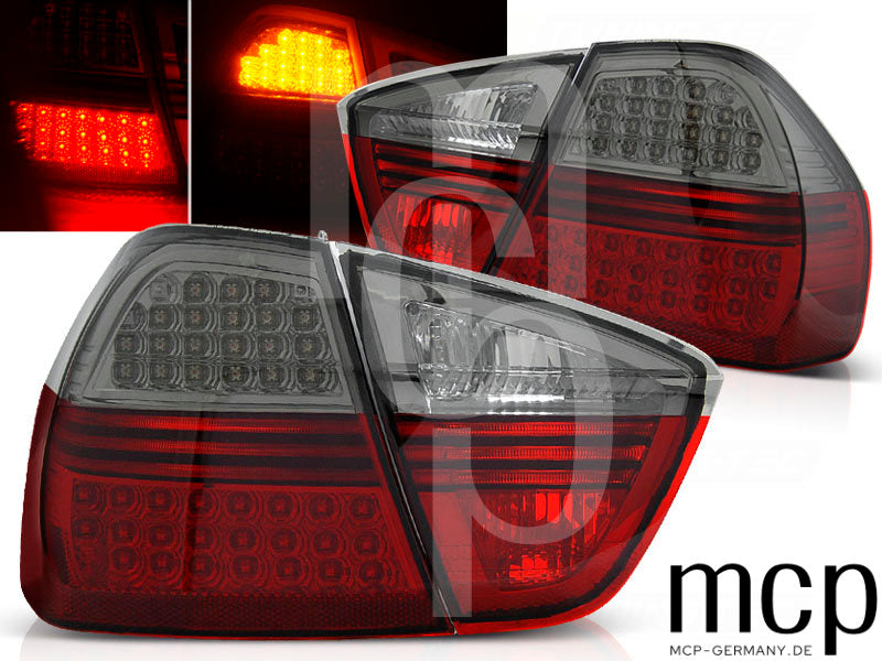 LED Lightbar Rückleuchten Set für BMW 3er E90 Limousine (03/05 bis 08/08) in Rot/Smoke