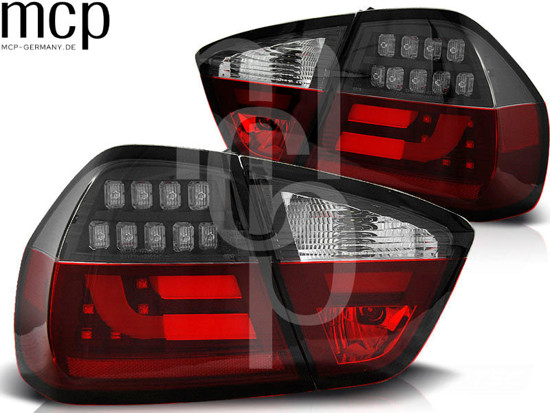 LED Lightbar Rückleuchten Set für BMW 3er E90 Limousine (03/05 bis 08/08) in Rot/Schwarz/Klar