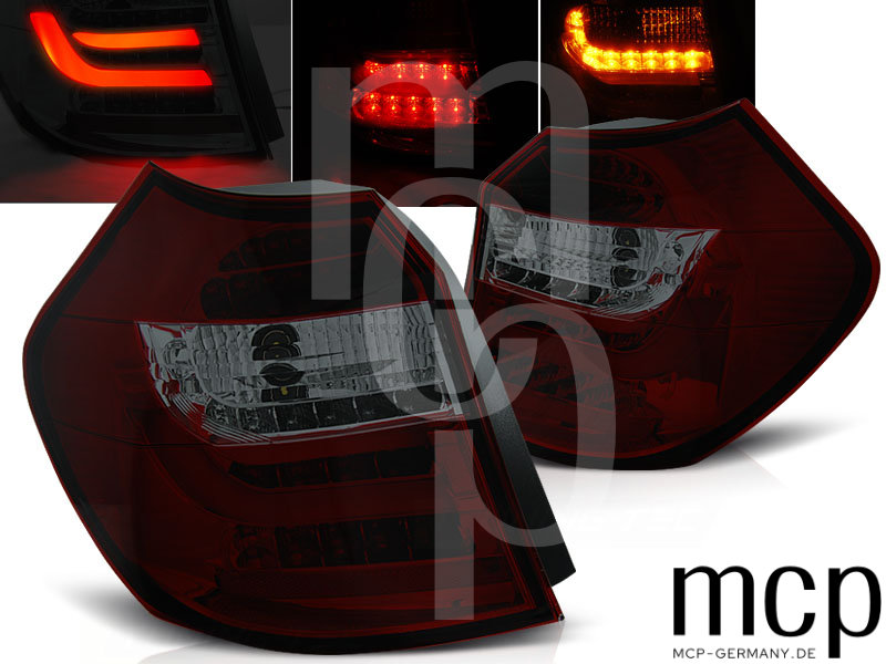 LED Lightbar Rückleuchten Set für BMW 1er E81 E87 (04-07) Rot/Smoke
