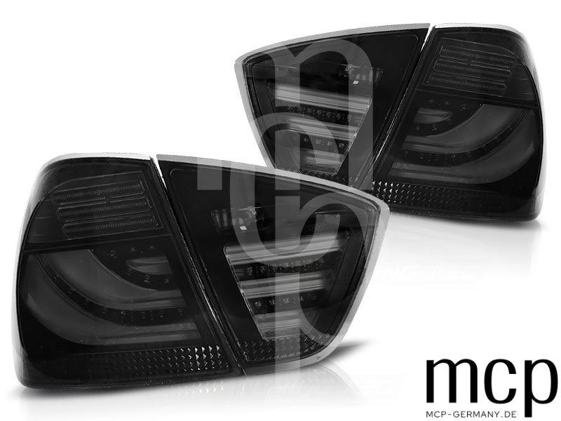 LED Lightbar Rückleuchten Set für BMW 3er E90 Limousine (03/05 bis 08/08) in Schwarz/Smoke mit LED-Blinker