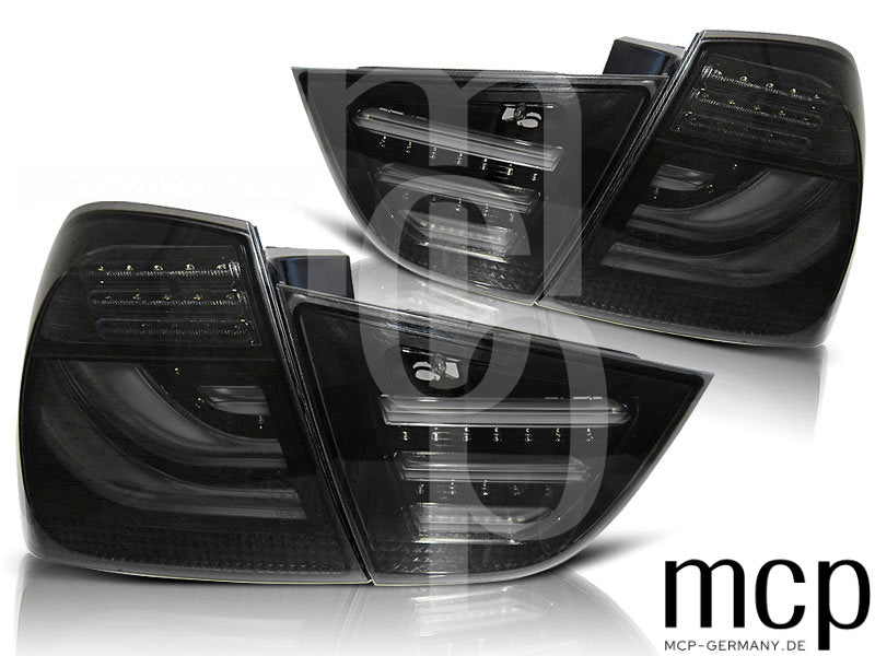 LED Lightbar Rückleuchten Set für BMW 3er E90 LCI Limousine (09/08 bis 06/12) in Schwarz/Smoke