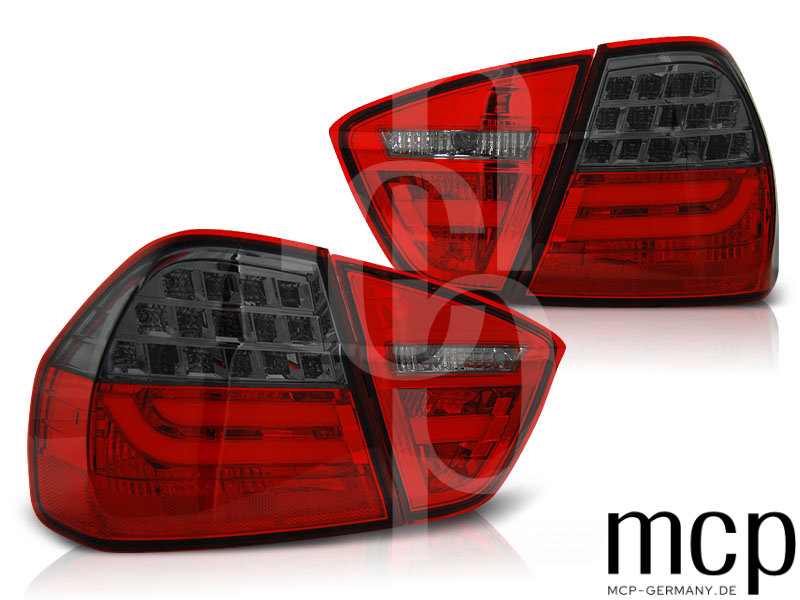 LED Lightbar Rückleuchten Set für BMW 3er E90 Limousine (03/05 bis 08/08) in Rot/Smoke