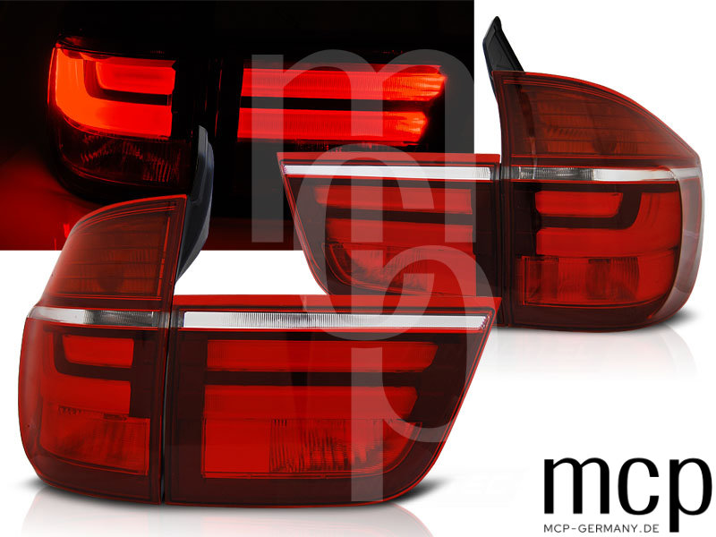 LED Lightbar Rückleuchten Set für BMW X5 E70 (03/07 bis 05/10) in Rot/Klar