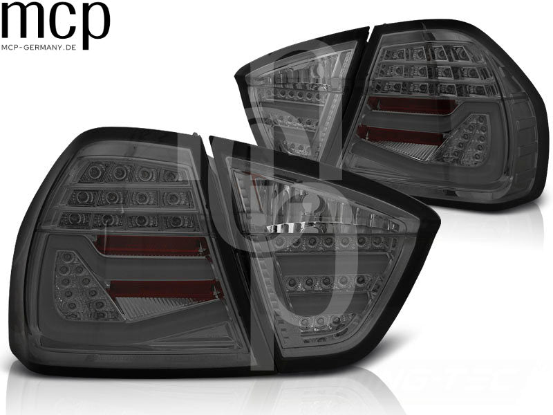 LED Lightbar Rückleuchten Set für BMW 3er E90 Limousine (03/05 bis 08/08) in Smoke